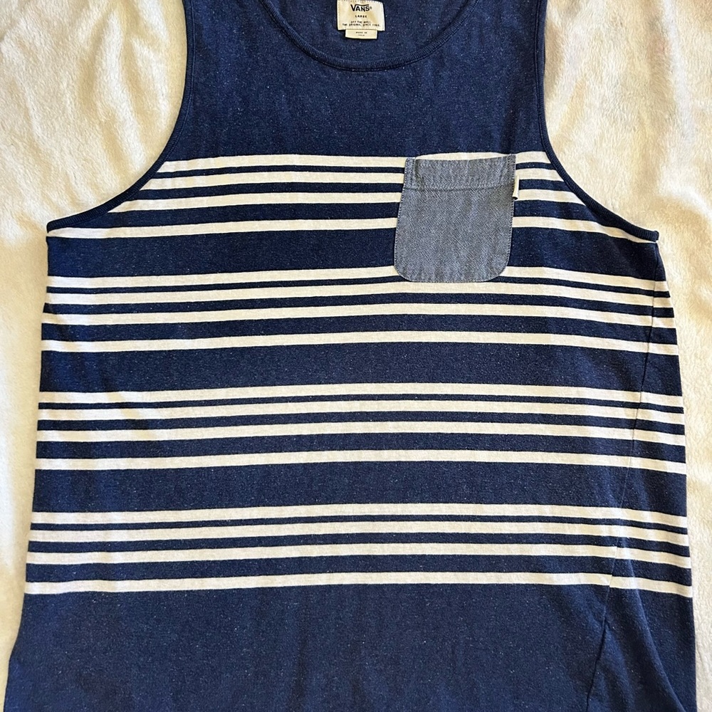 Blue and White Striped Tank Top